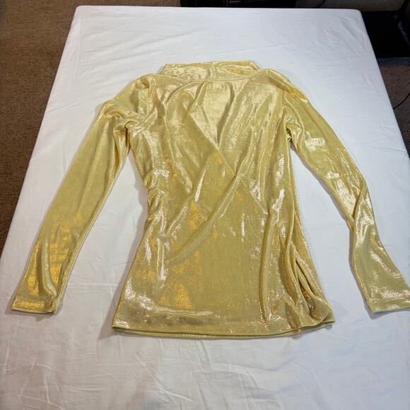 J. Peterman womens gold wrap blouse long sleeve tunic Size S. holiday party - Picture 6 of 8